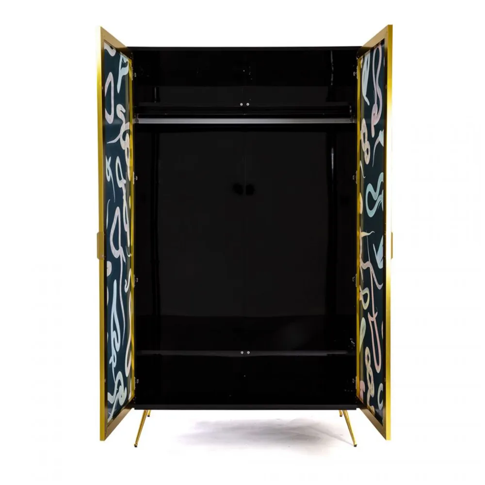 Seletti Armario con puertas de espejo Toiletpaper Snakes