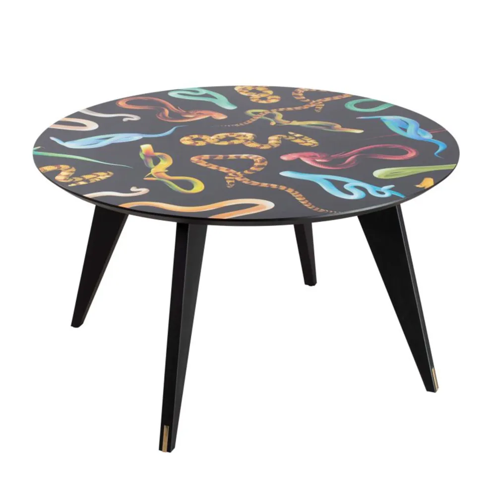 Seletti Mesa redonda de madera Snakes