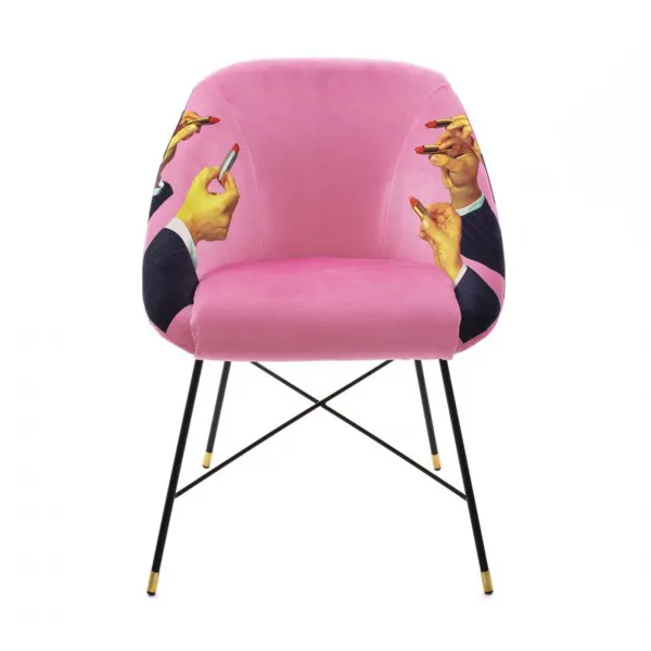 Seletti Upholstered Chair Toiletpaper Lipsticks Pink