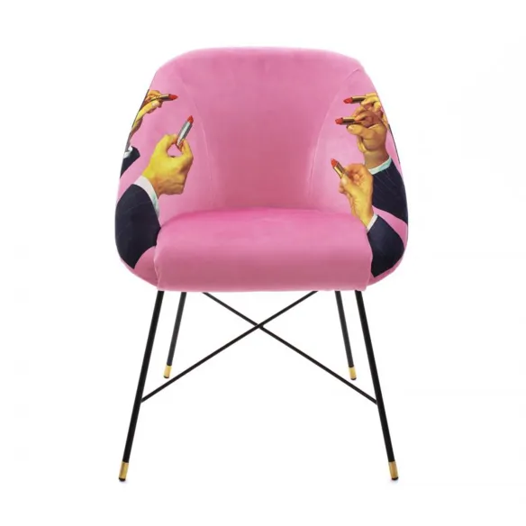 Seletti Gepolsterter Stuhl Toiletpaper Lipsticks Pink
