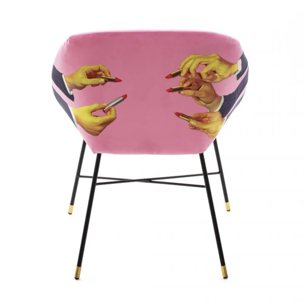 Seletti Chaise rembourrée Toiletpaper Lipsticks Pink