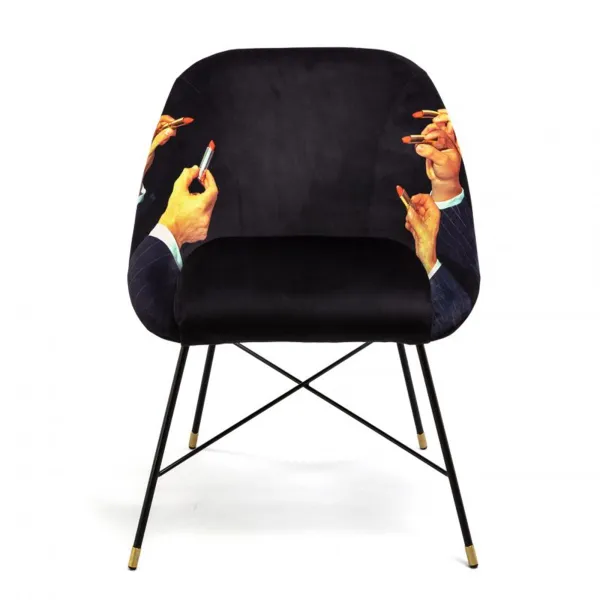 Seletti Upholstered Chair Toiletpaper Lipsticks Black