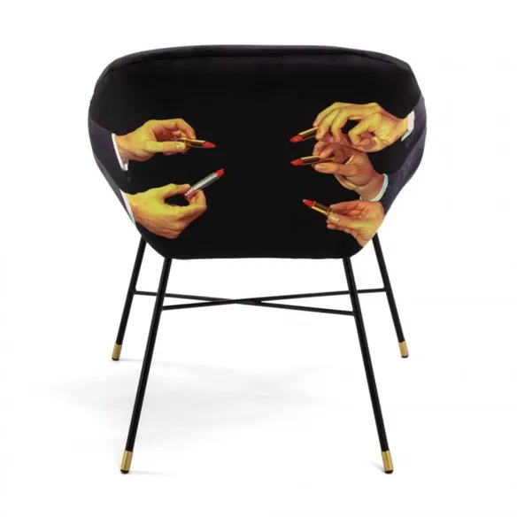 Seletti Gepolsterter Stuhl Toiletpaper Lipsticks Black