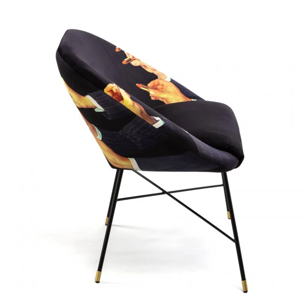 Seletti Chaise rembourrée Toiletpaper Lipsticks Black