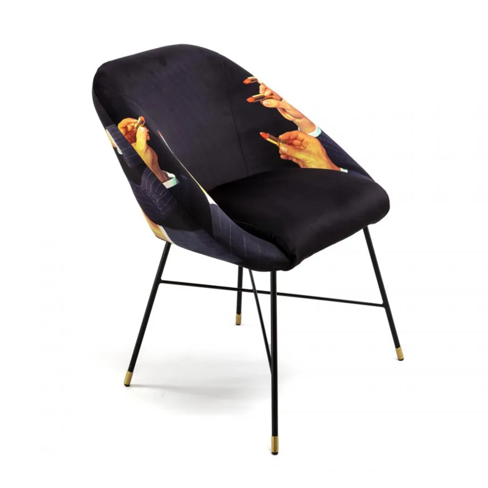 Seletti Silla tapizada Toiletpaper Lipsticks Black