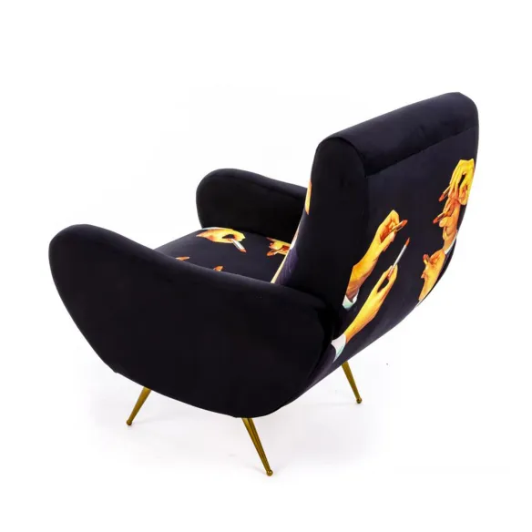 Seletti Upholstered Armchair Toiletpaper Lipsticks Black