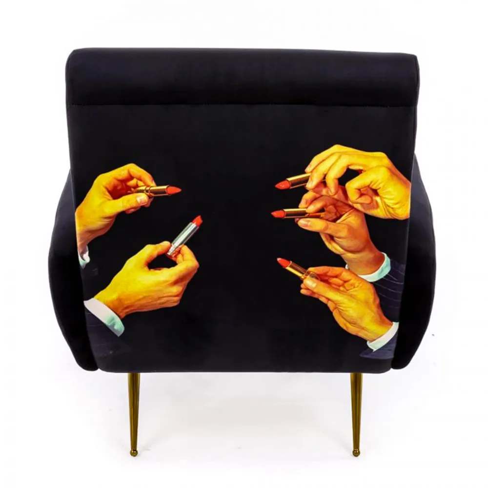 Seletti Sillón Tapizado Toiletpaper Lipsticks Black