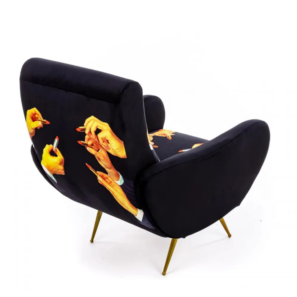 Seletti Upholstered Armchair Toiletpaper Lipsticks Black