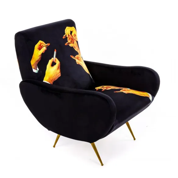 Seletti Upholstered Armchair Toiletpaper Lipsticks Black