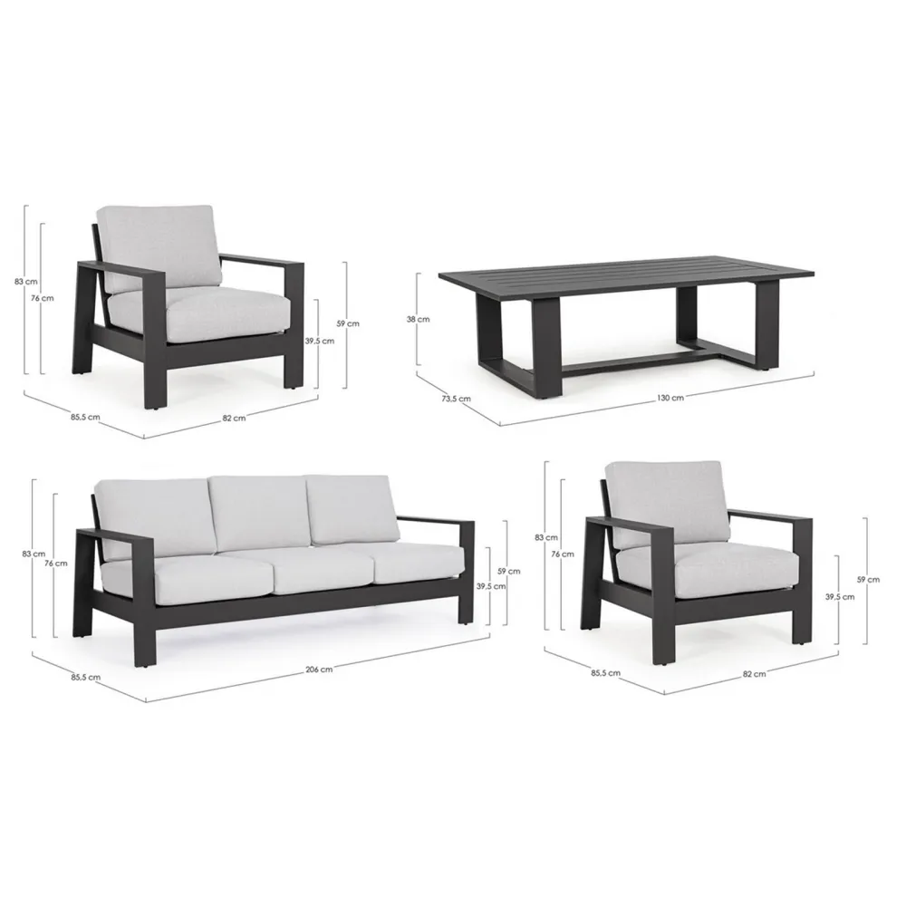 Bizzotto Set 4 Garden Lounge Baltic