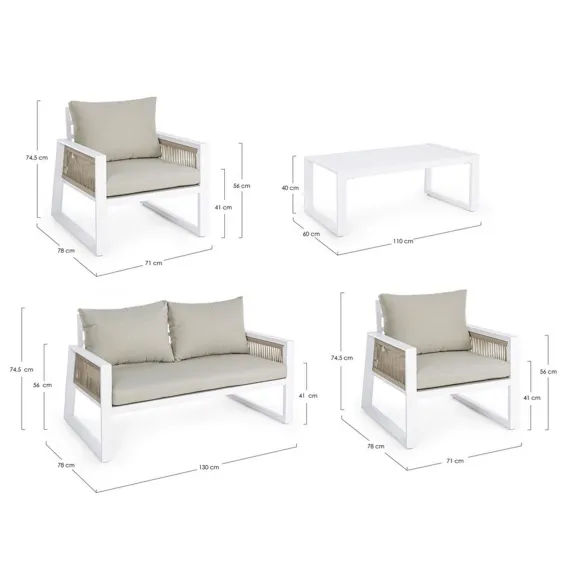 Bizzotto Set 4 Gartenlounge Captiva