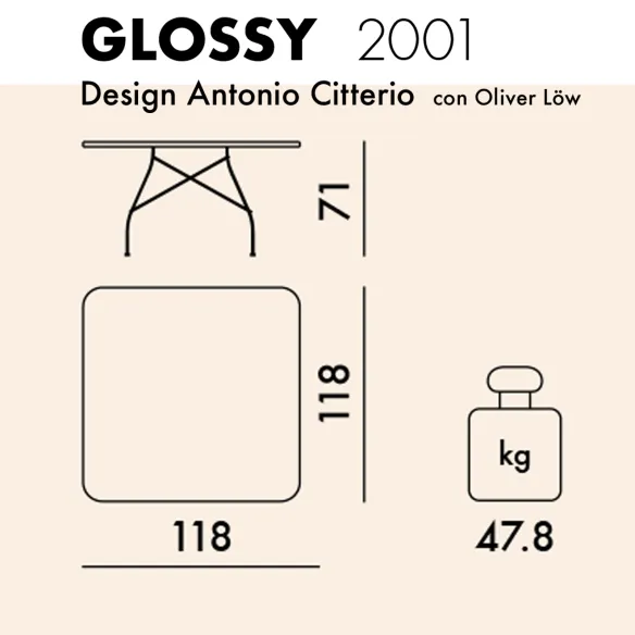 Kartell Glossy Marble Mesa cuadrada