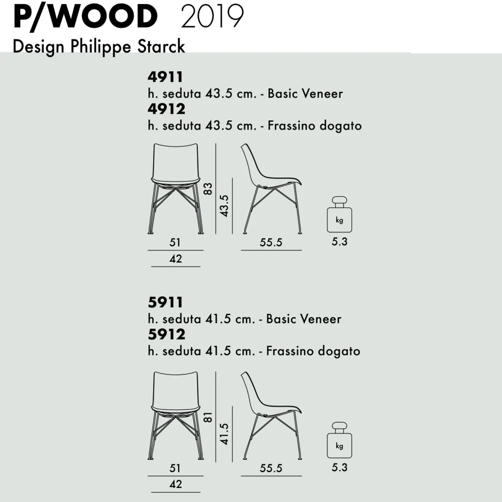 Kartell P/Wood Sedia