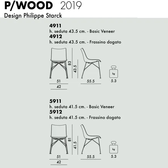 Kartell P/Wood Stuhl