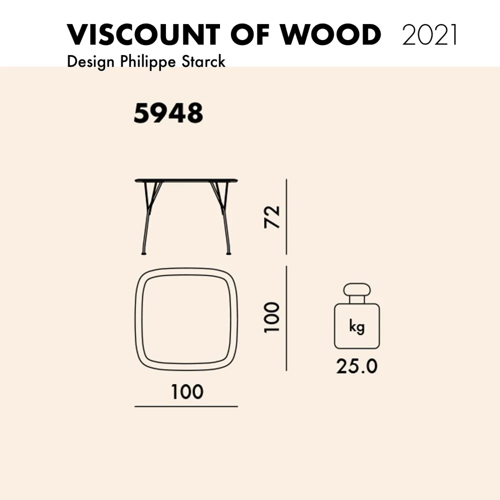 Kartell Viscount of wood Square table