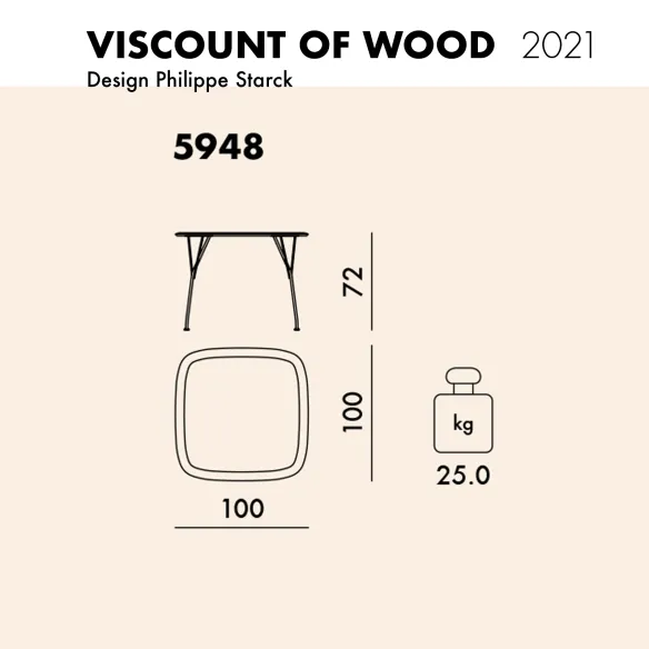 Kartell Viscount of wood Square table